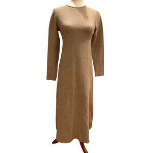 Zara Taupe Knit Long Sleeve Midi Dress Size S